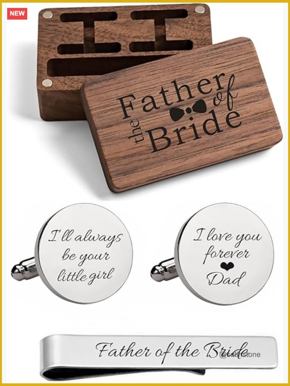 Personalized Engraved Cuff Links Tie Clip Set Custom Phrase Wedding Gift